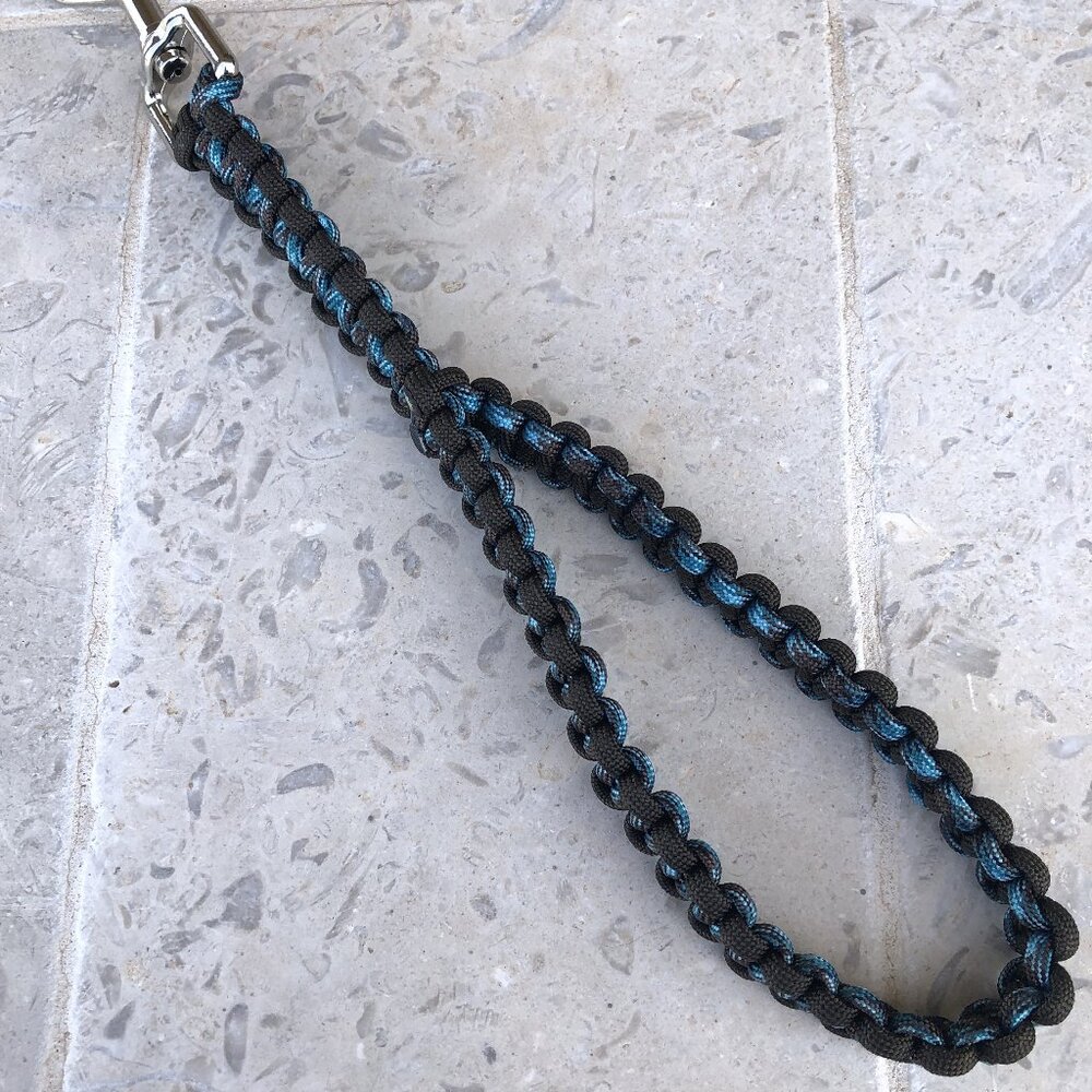 Short Leash for Dogs 12" Brown & Turquoise Paracord ~ Handmade in USA Large Dogs